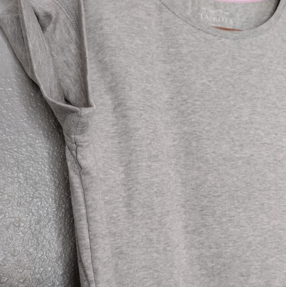 NWT Talbots Petite Women's Cotton Summer Gray Pullover Short Sleeve Tee Size MP - Picture 7 of 13